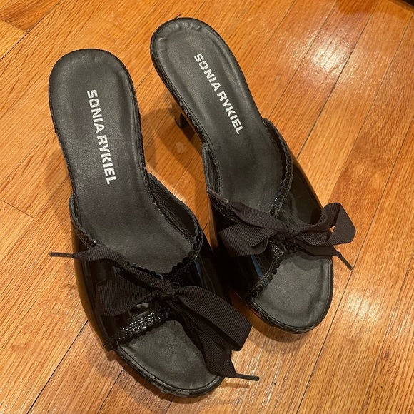 Sonia Rykiel Vintage Patent Leather Bow Slides Size 5.5 - Picture 3 of 7